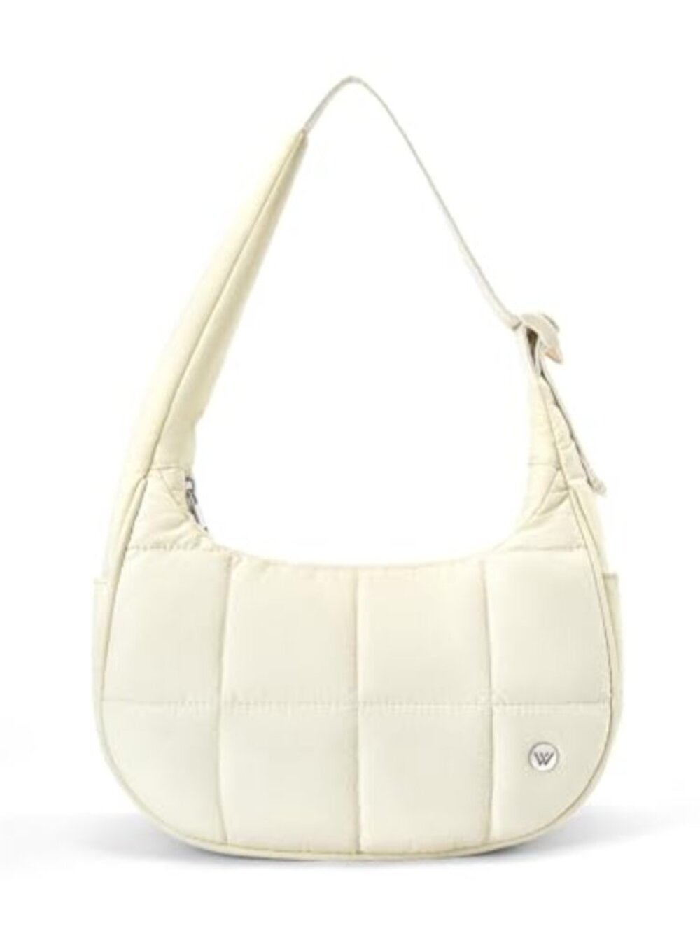 Small Nylon Quilted Crescent Shoulder Bag Puffer Purse Adjustable Strap
